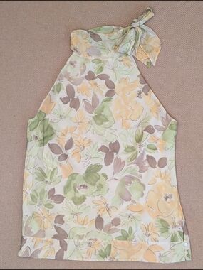 LOFT Floral Halter Tank in Yellow, Green & Brown